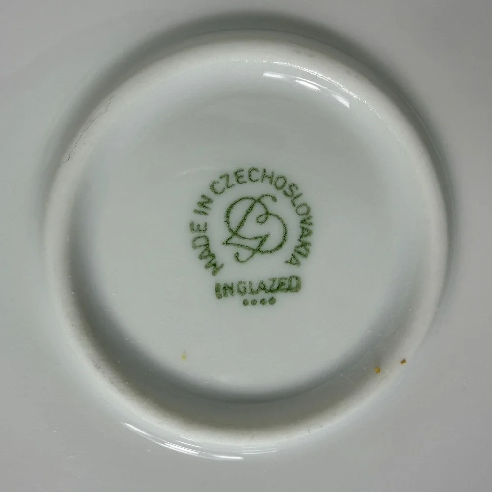 Vintage Czechoslovakia Porcelain Butter Dish Covered‎ Cheese Keeper Black White